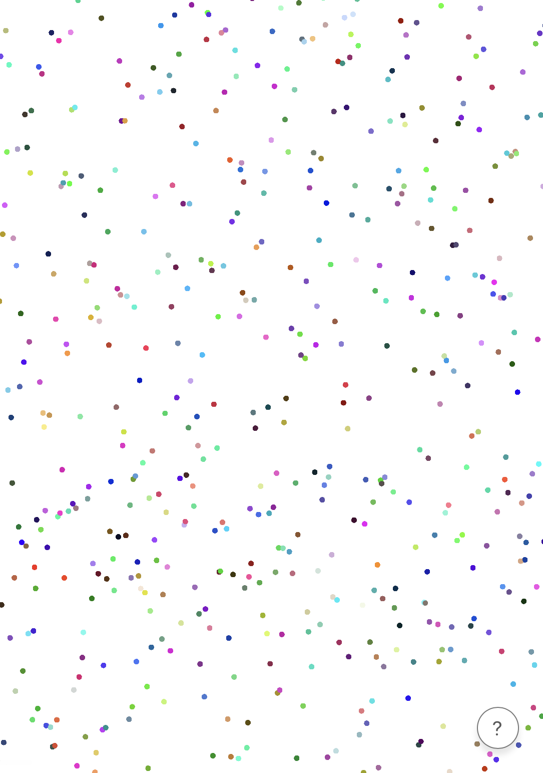 Colorful particles randomly scattered on a white canvas